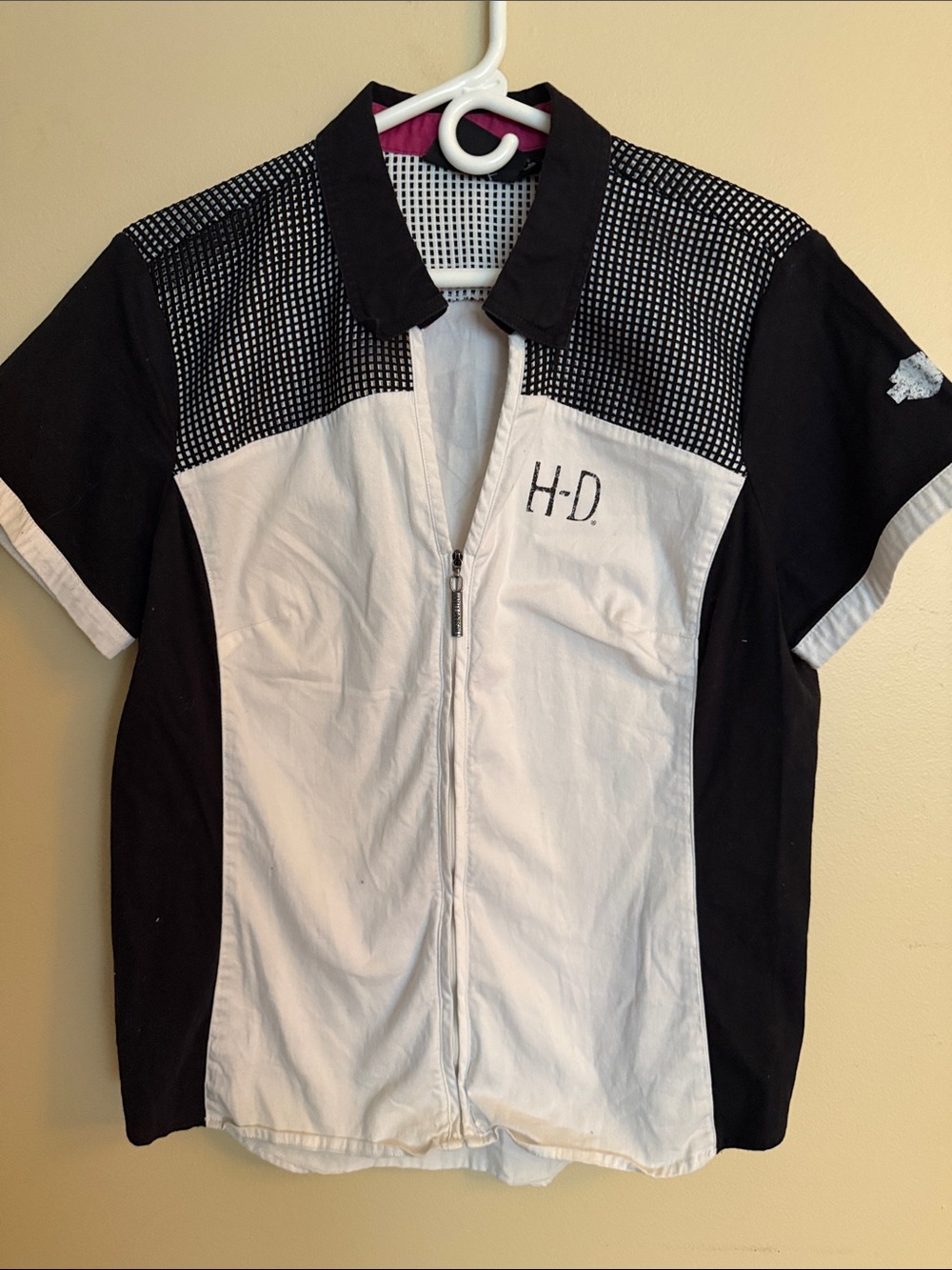Black & White Short Sleeve Zip-Front Men’s or Women Shirt